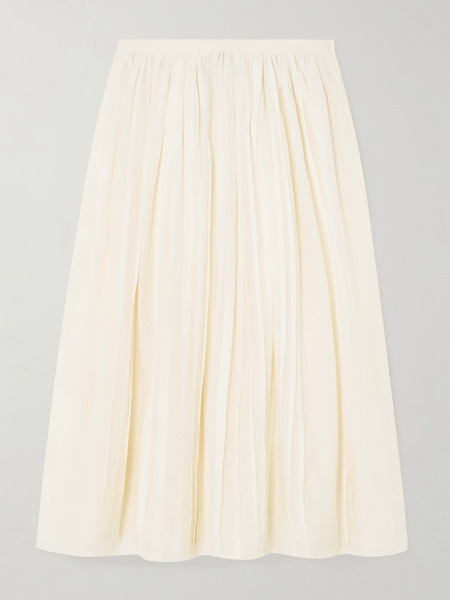  Thierry Colson Thierry Colson - Pintucked Cotton And Silk-blend Voile Midi Skirt - Off-white 