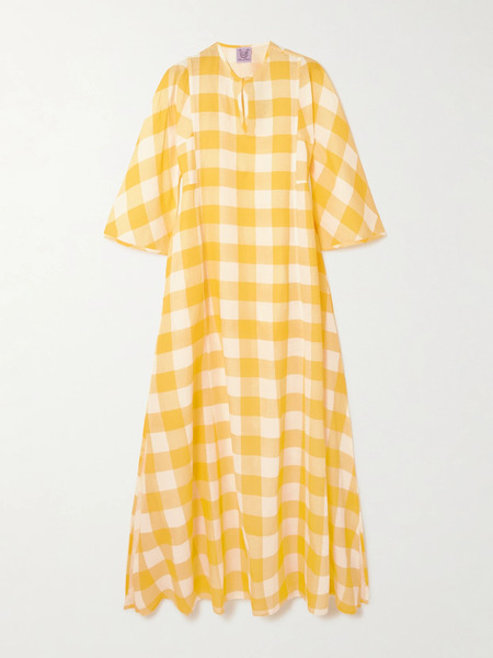  Thierry Colson Thierry Colson - Rachel Gingham Linen And Cotton-blend Maxi Dress - Yellow 