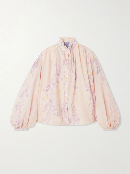  Thierry Colson Thierry Colson - Slava Ruffled Printed Cotton-voile Blouse - Pink 