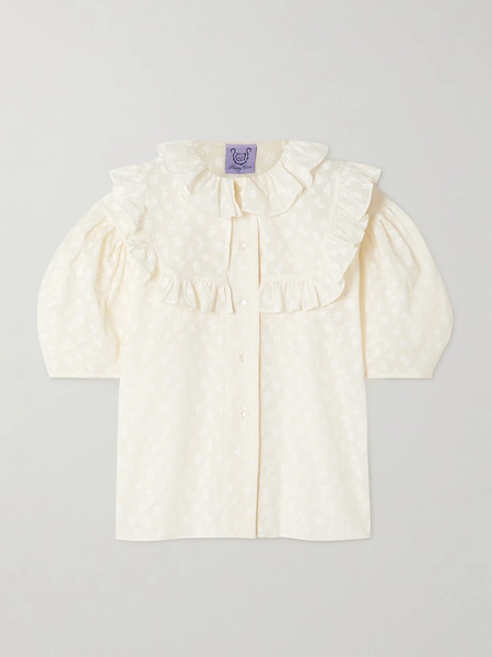  Thierry Colson Thierry Colson - Vanina Ruffled Floral-print Cotton-voile Blouse - Off-white 