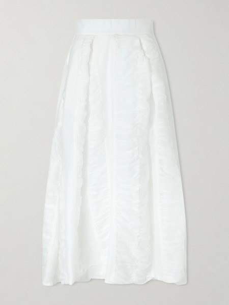  Thierry Colson Thierry Colson - Wynona Ruched Cotton-gauze Midi Skirt - Off-white 
