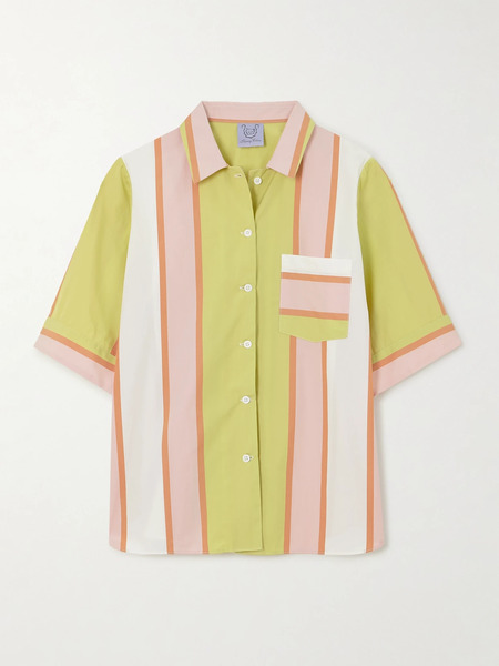  Thierry Colson Thierry Colson - Zouk Striped Cotton-poplin Shirt - Pink 