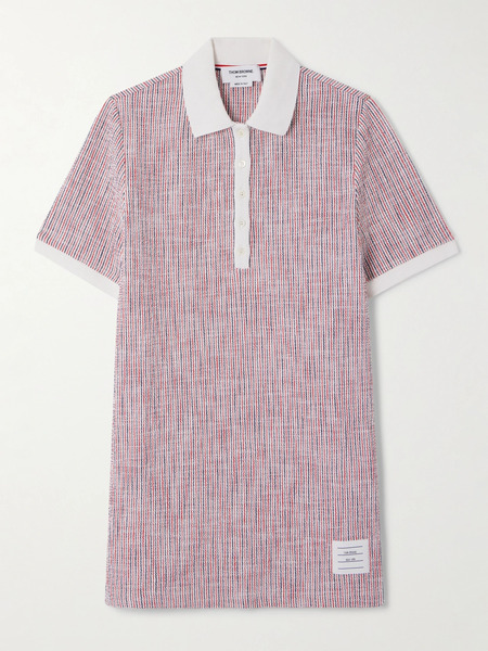  Thom Browne Thom Browne - Appliquéd Striped Cotton-blend Tweed Mini Dress - Pink 