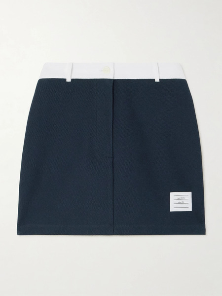  Thom Browne Thom Browne - Appliquéd Two-tone Cotton-twill Mini Skirt - Navy 