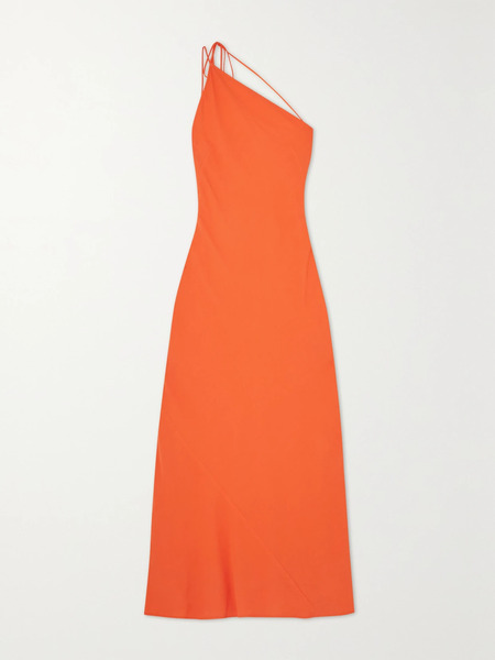 Three Graces London Three Graces London - Shalom One-shoulder Crepe De Chine Maxi Dress - Orange 