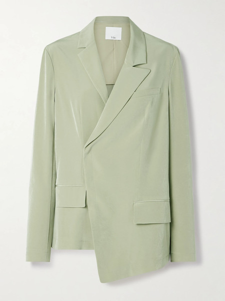  Tibi Tibi - Asymmetric Crepe De Chine Blazer - Leaf Green 
