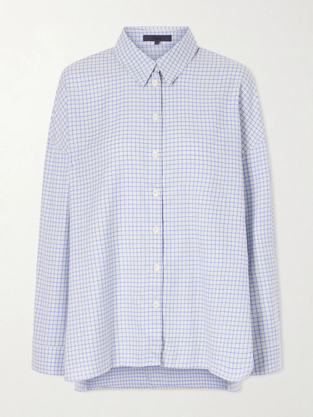  Tibi Tibi - Checked Lyocell And Cotton-blend Shirt - Blue 