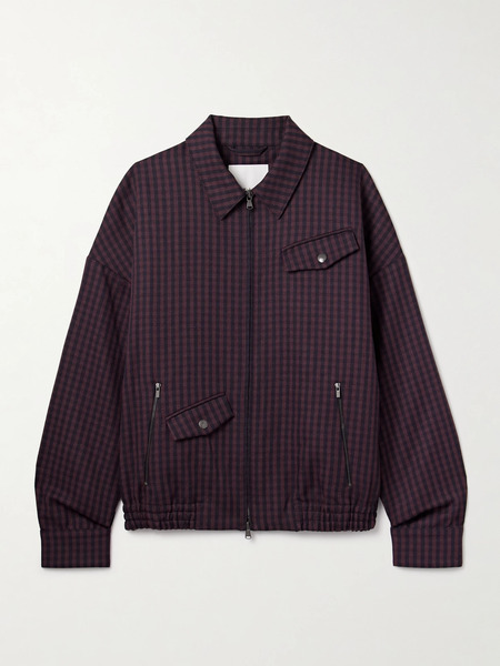  Tibi Tibi - Jules Gingham Wool Bomber Jacket - Dark Purple 