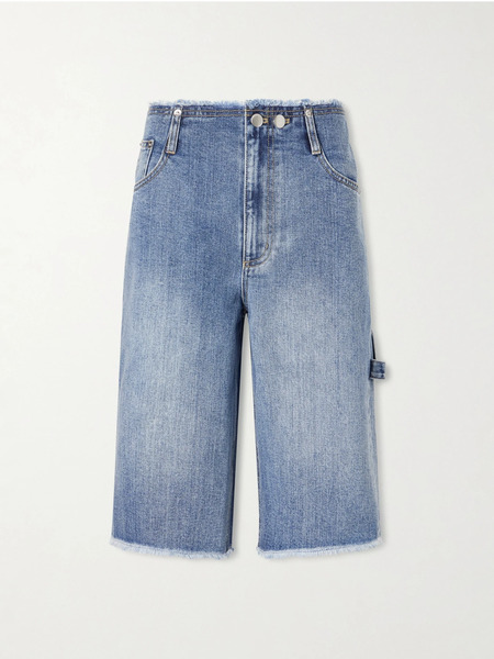  Tibi Tibi - Mid-rise Denim Straight-leg Shorts - Mid Denim 