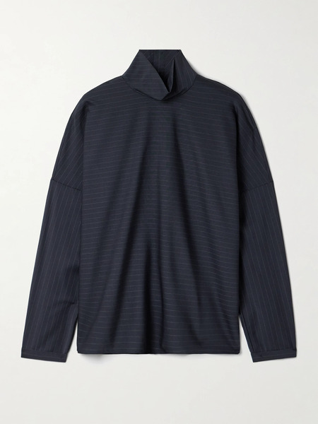  Tibi Tibi - Mier Pinstriped Wool-blend Turtleneck Top - Navy 