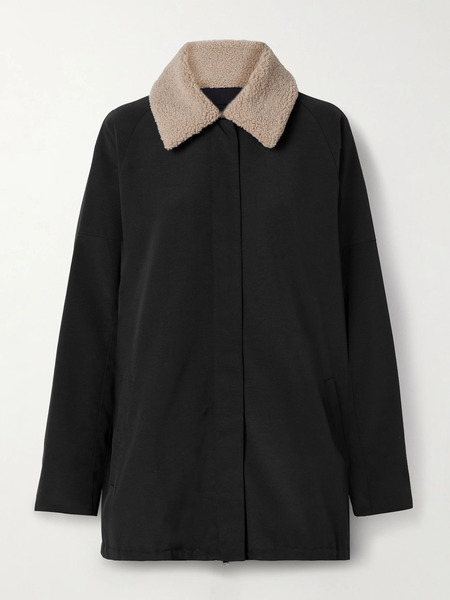  Tibi Tibi - Oversized Fleece-trimmed Canvas Jacket - Black 