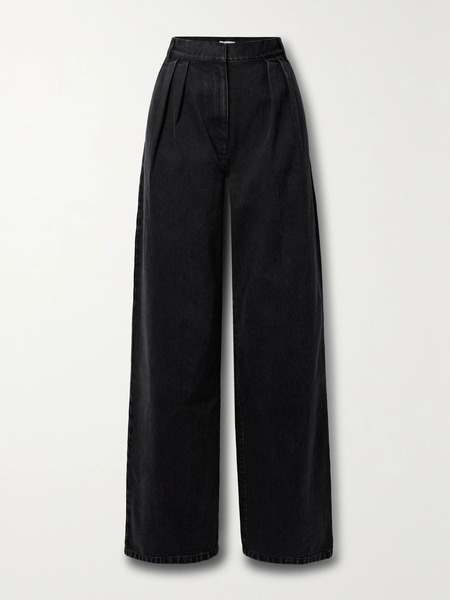  Tibi Tibi - Stella Pleated Low-rise Wide-leg Jeans - Black 