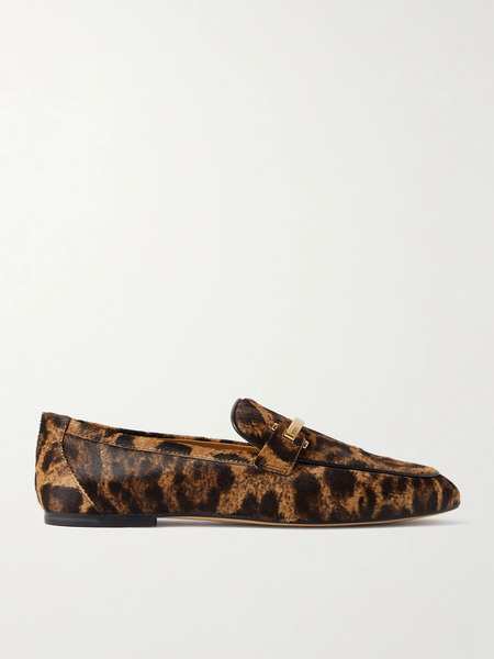  Tod's Tod's - Embellished Leopard-print Calf Hair Loafers - Leopard Print 