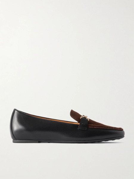  Tod's Tod's - Gomma Embellished Leather And Suede Loafers - Dark Brown 