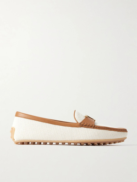  Tod's Tod's - Gomma 10l Embellished Leather-trimmed Canvas Loafers - Off-white 