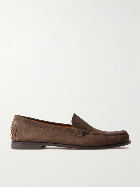  Tod's Tod's - Studded Suede Loafers - Dark Brown 