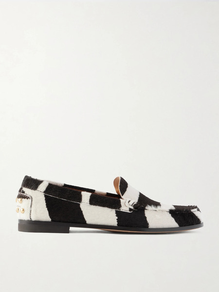  Tod's Tod's - Studded Zebra-print Calf Hair Loafers - Zebra Print 