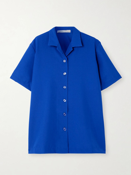  Tolu Coker Tolu Coker - Oversized Crepe Shirt - Cobalt Blue 