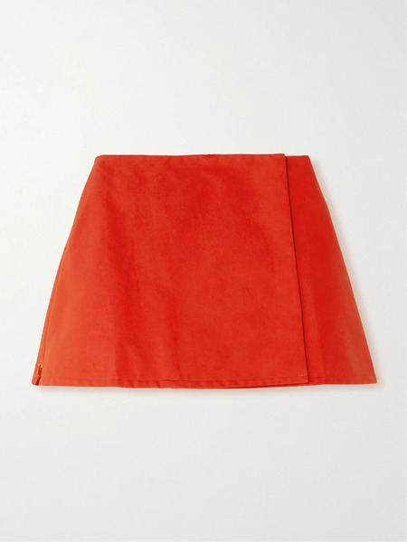  Tolu Coker Tolu Coker - Pleated Coated-cotton Mini Wrap Skirt - Red 