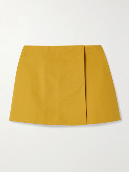  Tolu Coker Tolu Coker - Pleated Cotton-poplin Mini Wrap Skirt - Yellow 