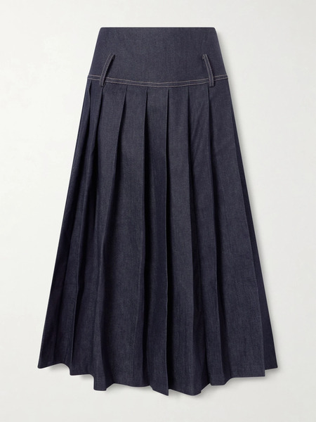  Tolu Coker Tolu Coker - Pleated Denim Maxi Skirt - Navy 
