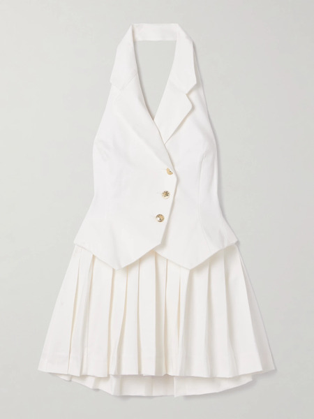  Tolu Coker Tolu Coker - Pleated Denim Mini Dress - White 