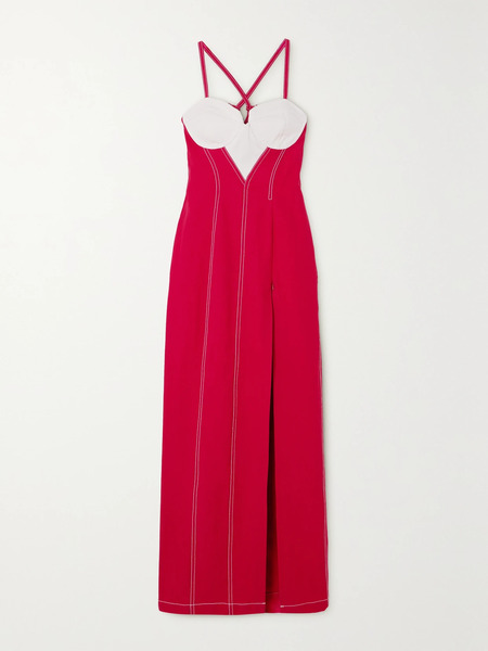  Tolu Coker Tolu Coker - + The Vanguard Two-tone Denim Maxi Dress - Red 