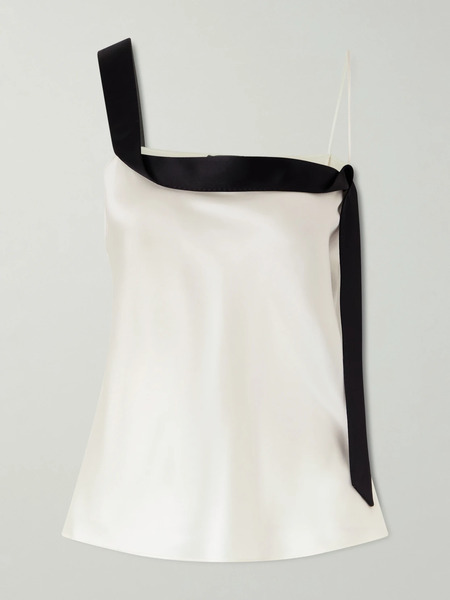  Tom Ford Tom Ford - Asymmetric Draped Two-tone Silk-satin Camisole - Black 