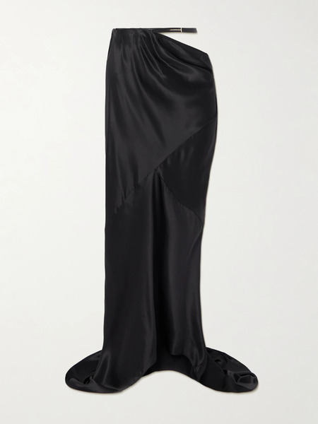  Tom Ford Tom Ford - Belted Draped Silk-satin Maxi Skirt - Black 