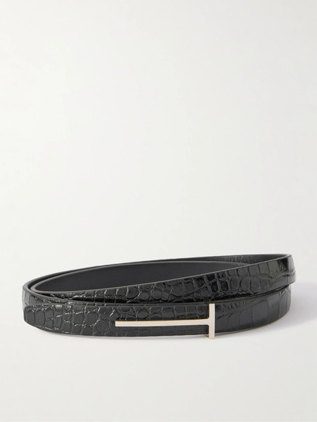  Tom Ford Tom Ford - Croc-effect Leather Belt - Black 