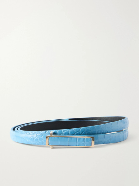  Tom Ford Tom Ford - Croc-effect Leather Belt - Sky Blue 