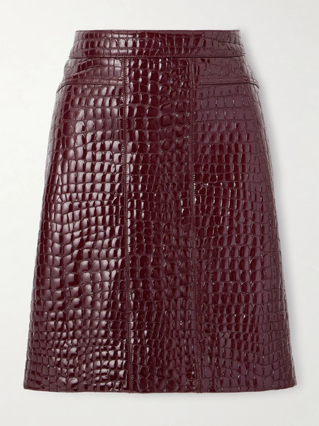 Tom Ford Tom Ford - Croc-effect Patent-leather Skirt - Burgundy 