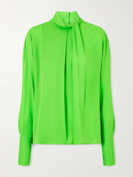  Tom Ford Tom Ford - Cutout Draped Pleated Silk-georgette Blouse - Green 