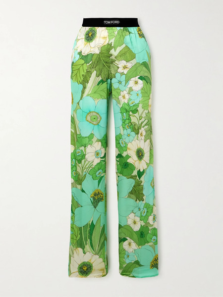  Tom Ford Tom Ford - Floral-print Silk-blend Satin Pyjama Pants - Green 