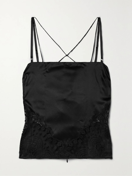  Tom Ford Tom Ford - Lace-trimmed Silk-blend Satin Camisole - Black 