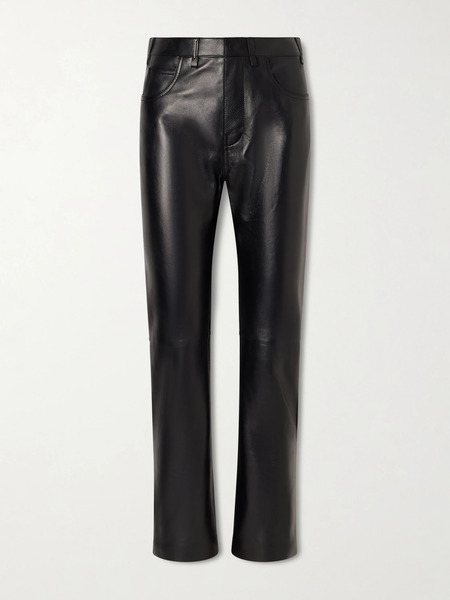  Tom Ford Tom Ford - Leather Straight-leg Pants - Black 