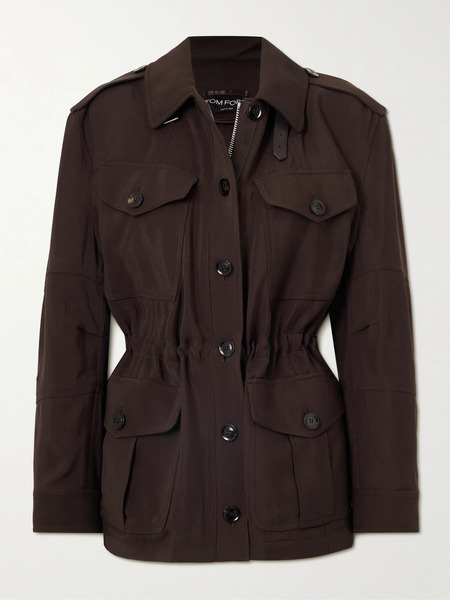  Tom Ford Tom Ford - Leather-trimmed Twill Jacket - Brown 
