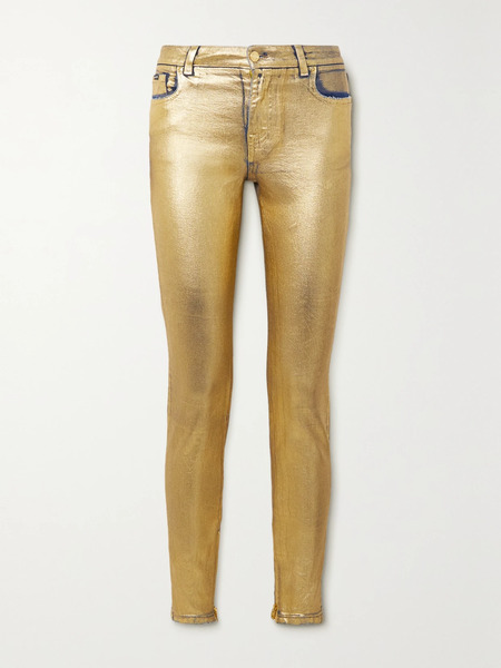  Tom Ford Tom Ford - Metallic Coated Mid-rise Skinny Jeans - Gold 