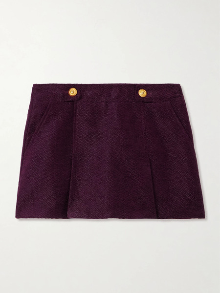  Tom Ford Tom Ford - Pleated Metallic Tweed Mini Skirt - Plum 