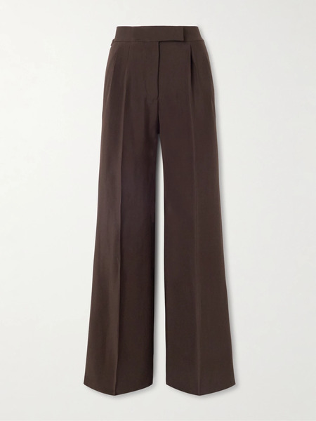 Tom Ford Tom Ford - Pleated Washed-twill Wide-leg Pants - Brown 