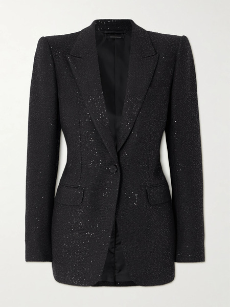  Tom Ford Tom Ford - Sequin-embellished Wool-blend Blazer - Black 