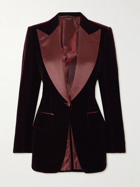  Tom Ford Tom Ford - Silk-satin Trimmed Velvet Blazer - Burgundy 