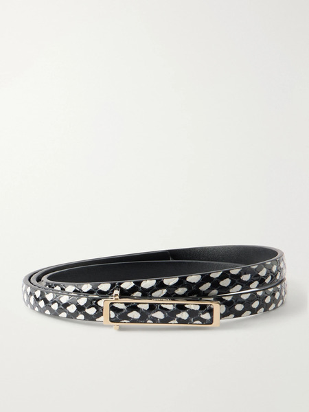  Tom Ford Tom Ford - Snake-effect Leather Belt - Black 