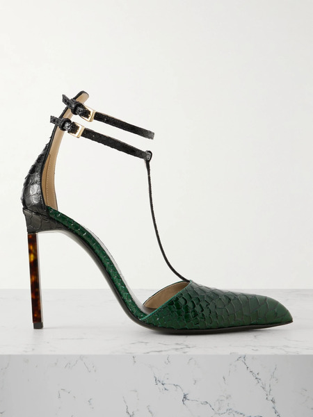  Tom Ford Tom Ford - Snake-effect Leather Pumps - Emerald 