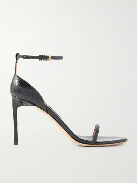  Tom Ford Tom Ford - Vertigo 85 Croc-embossed Leather Sandals - Black 