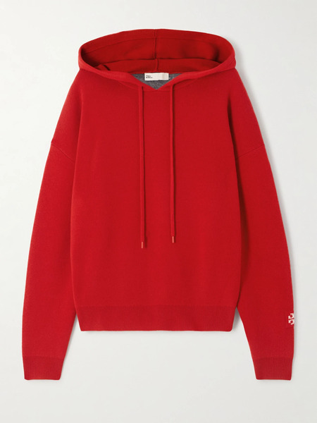  Tory Burch Tory Burch - Appliquéd Wool-blend Hoodie - Red 