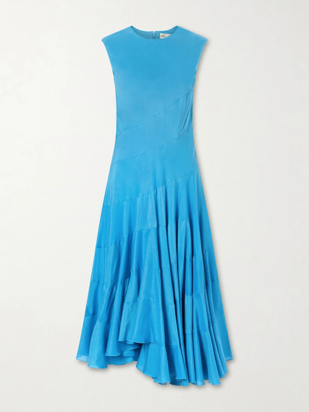  Tory Burch Tory Burch - Flared Cotton And Silk-blend Voile Midi Dress - Blue 