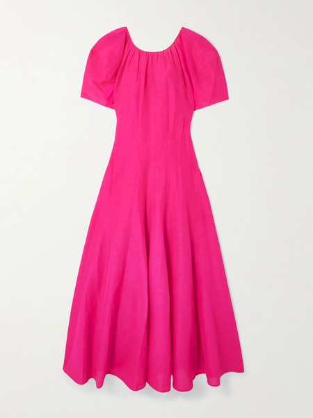  Tory Burch Tory Burch - Gathered Woven Midi Dress - Pink 