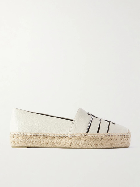  Tory Burch Tory Burch - Ines Cutout Leather Platform Espadrilles - Off-white 