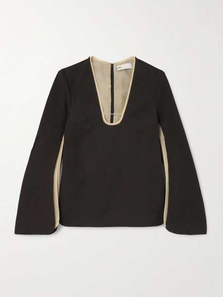  Tory Burch Tory Burch - Layered Crepe Blouse - Brown 